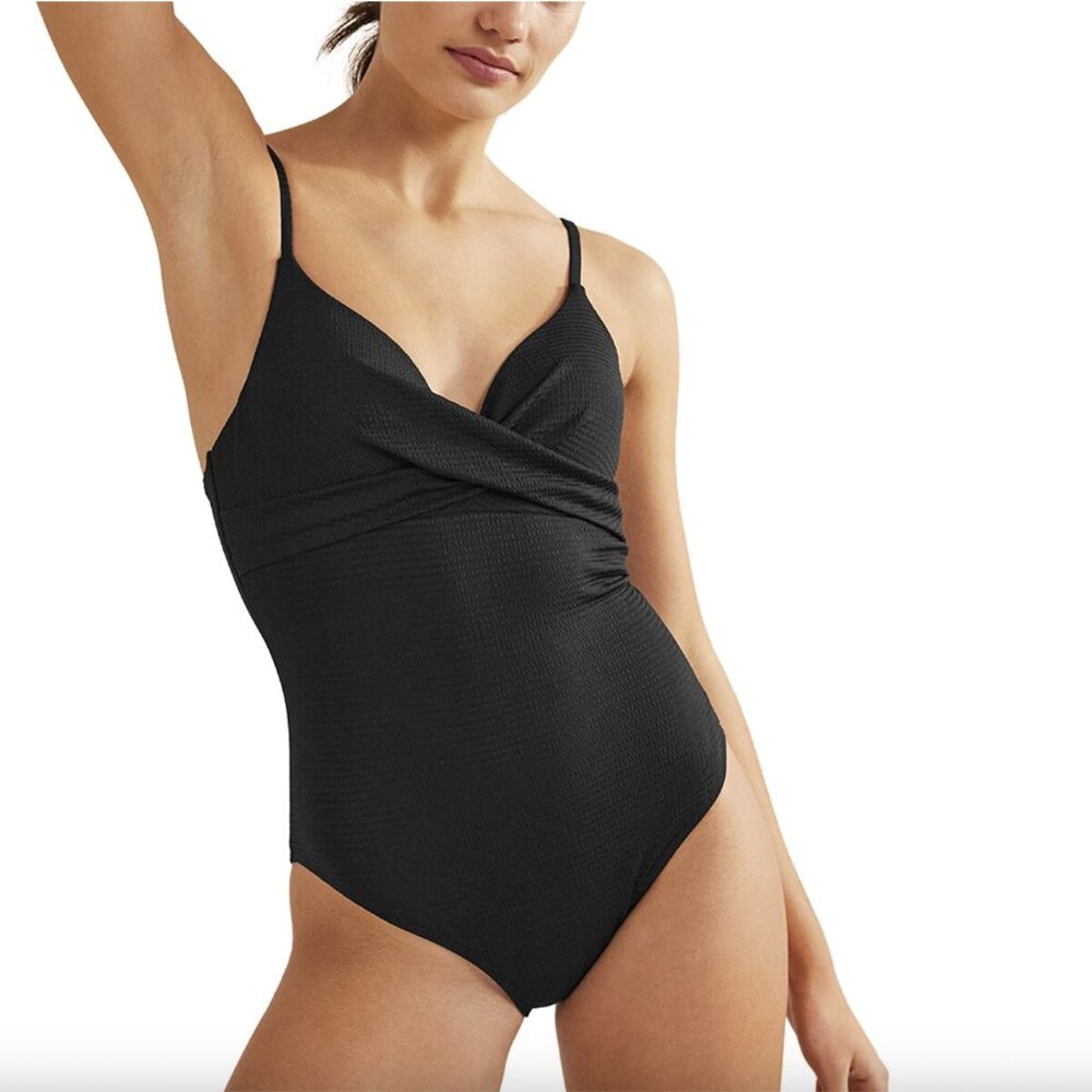 Boden Capri Cup-size Swimsuit Black Seersucker Texture, 34D - Worn once